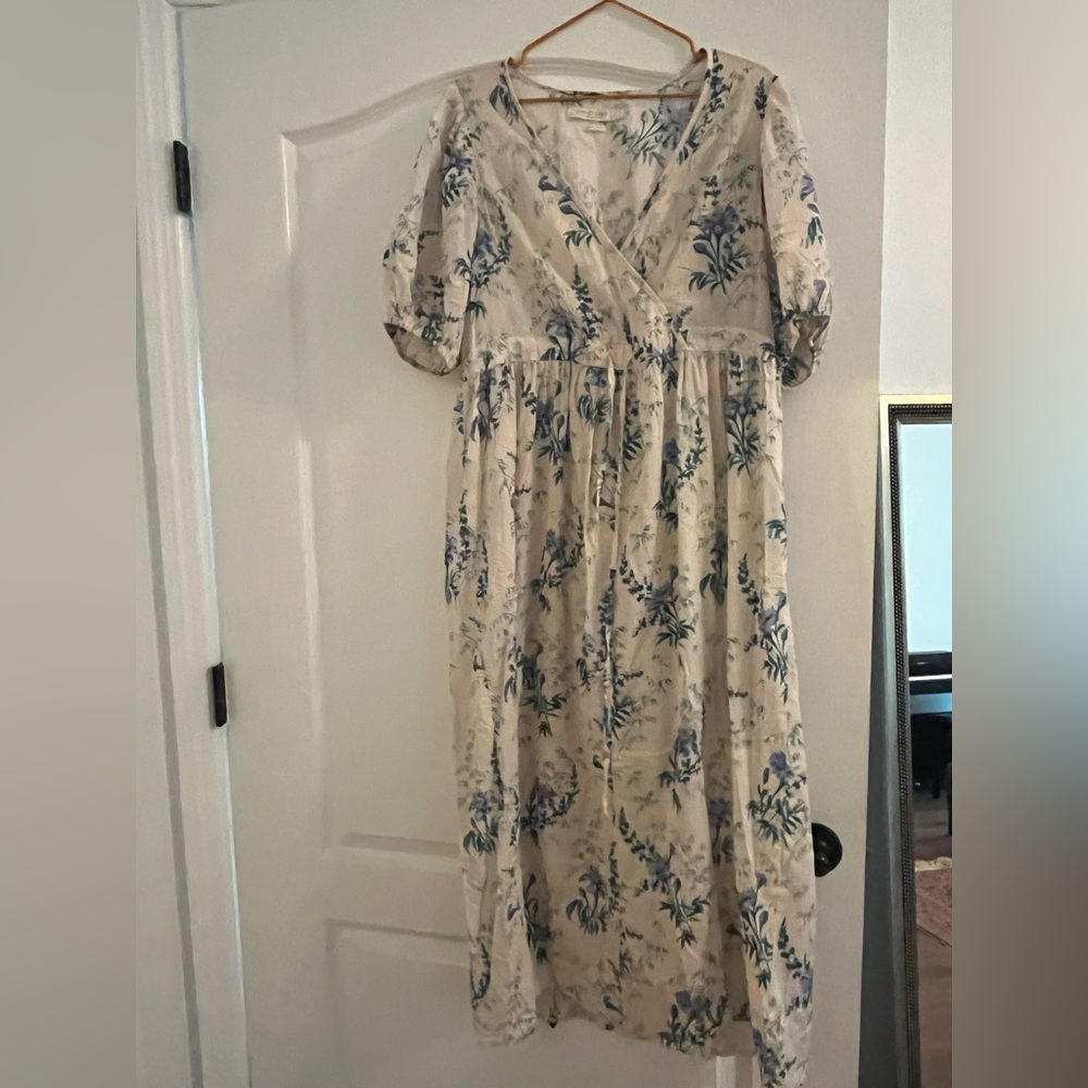 Christy Dawn Blue and Cream Dahlia Floral Dress